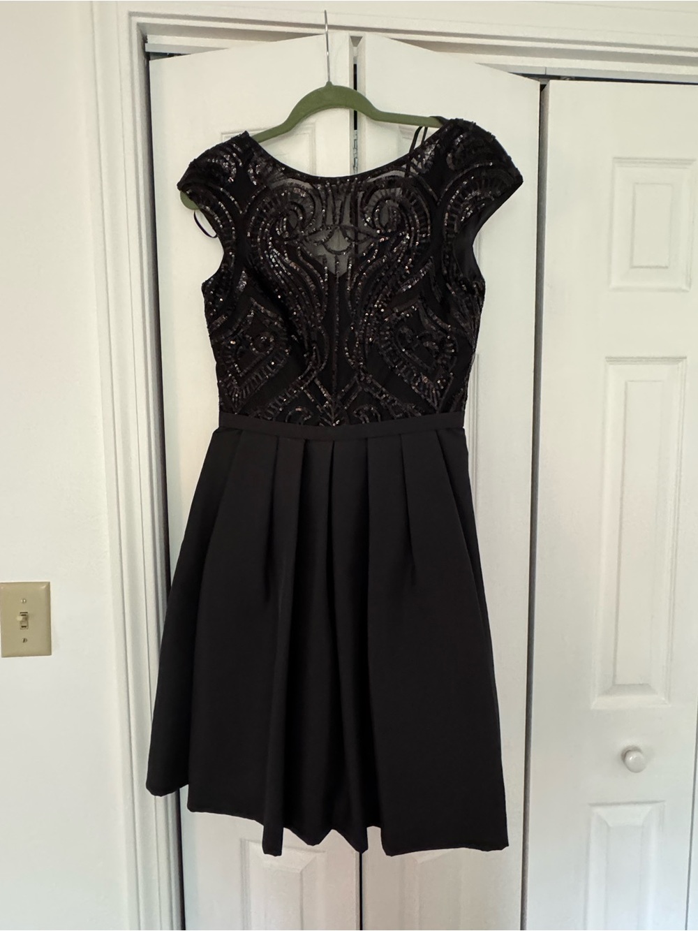 Calvin Klein Black Sequin Bodice Midi Dress